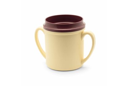 Double Handle Mug Yellow / Burgundy